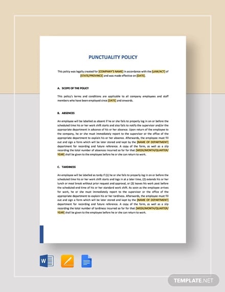 punctuality policy template