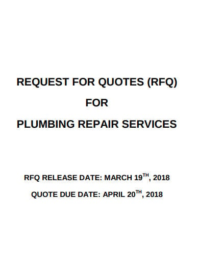 rfq for plumbing repair service