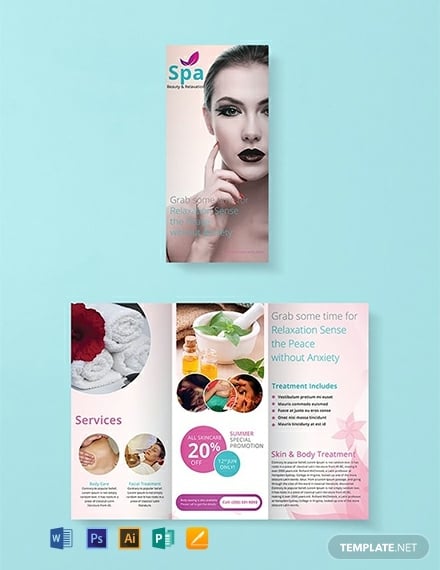 relaxation spa trifold brochure format