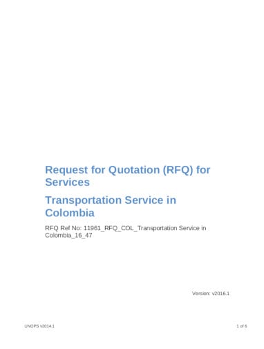 request quotation for transportation