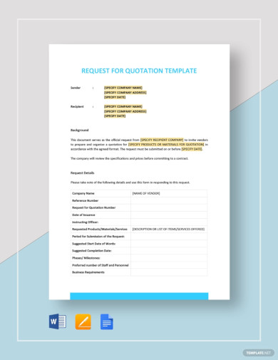 18+ Request for Quote Templates in Word | Pages | PDF ...