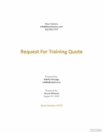 request for training quotation template