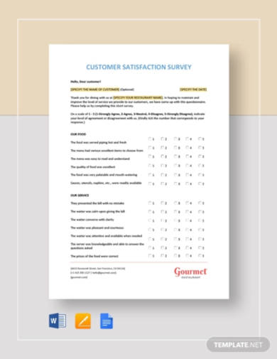 restaurant customer satisfaction survey