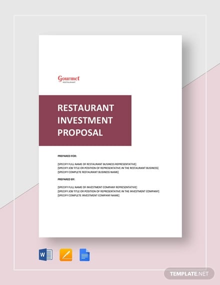 restaurant investment proposal template