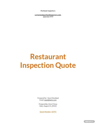 restaurant maintenance quote template