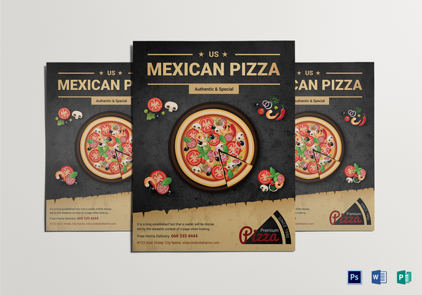 restaurant mexican pizza flyer template