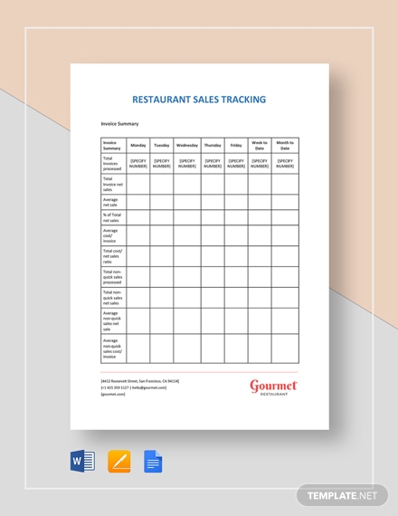restaurant sales tracking template