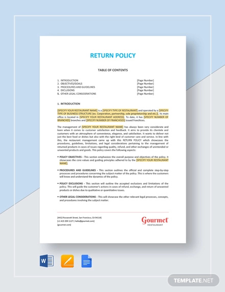 return policy template