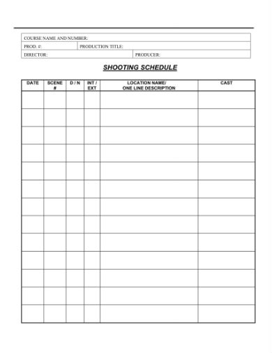 8+ Shooting Schedule Templates - Google Docs, MS Word, Pages, PDF