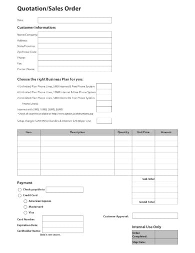 sales quotation order template