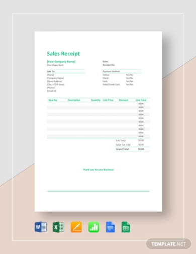 sales receipt template