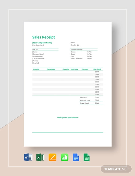 28+ Sales Receipt Templates - Word, PDF, Excel, Apple Pages