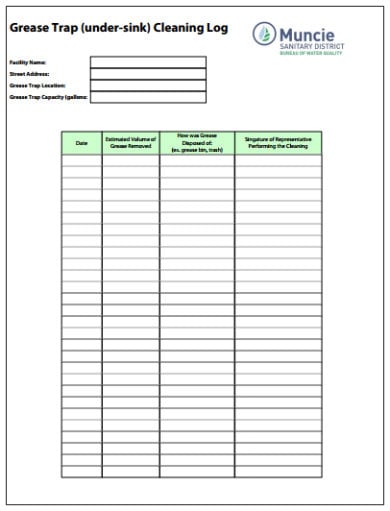 Cleaning Log Templates - PDF