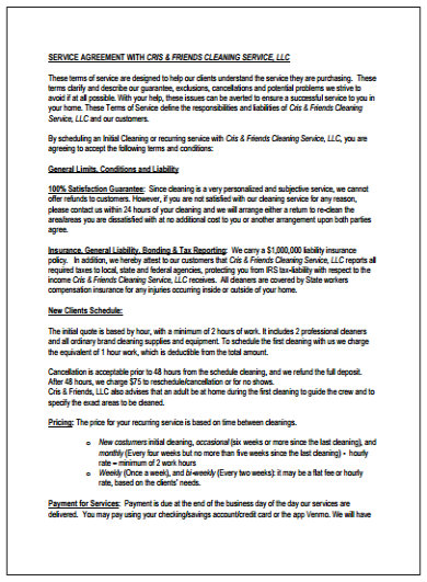 13+ Best Cleaning Service Agreement Templates in Word | Google Docs ...