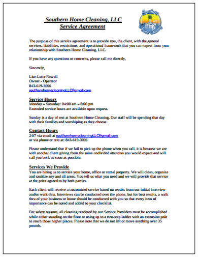 13+ Best Cleaning Service Agreement Templates in Word | Google Docs ...