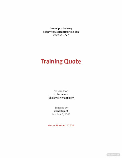 sample training quotation template