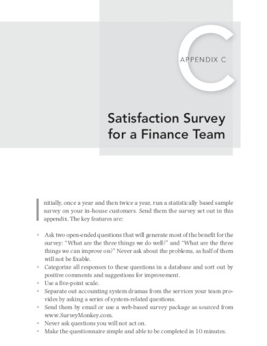 satisfaction survey for finance team