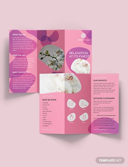 serenity spa trifold brochure template