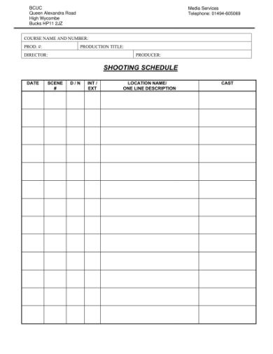 8+ Shooting Schedule Templates - Google Docs, MS Word, Pages, PDF ...