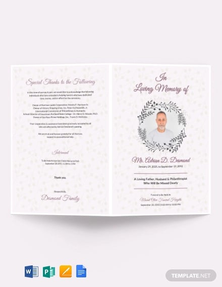33 Printable Funeral Program Templates In Ai Indesign Ms Word Pages Psd Publisher Free Premium Templates