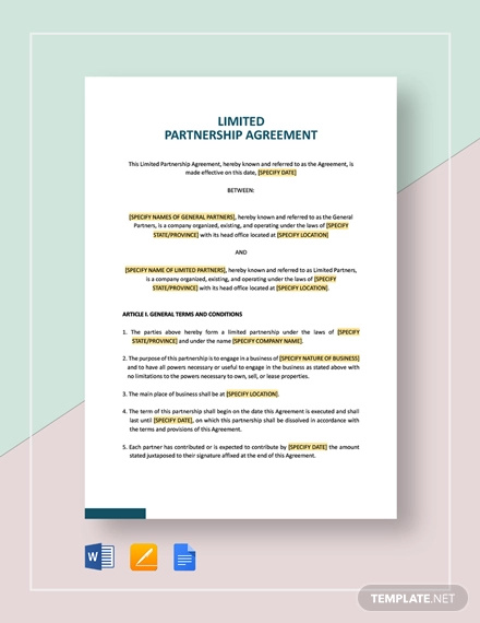 10 Limited Partnership Agreement Templates Pdf Word Free And Premium Templates 6442