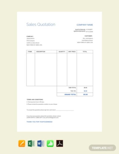 simple sales quotation template