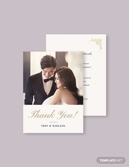 simple wedding photo thank you card template