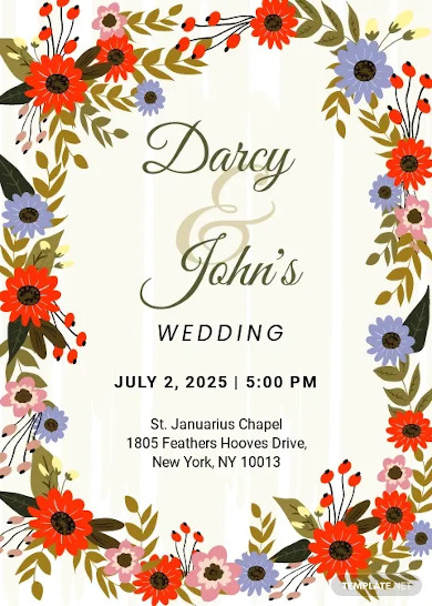 small flower wedding invitation card template
