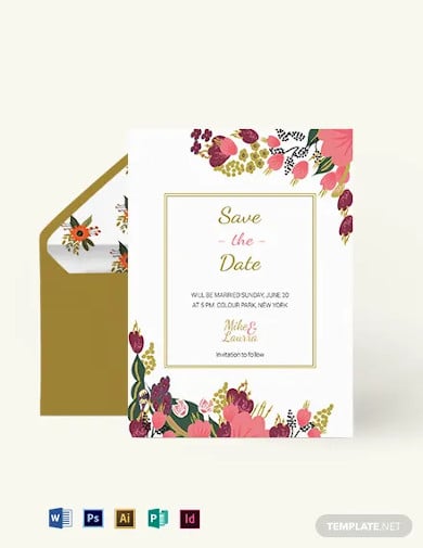 small flower wedding save the date card template