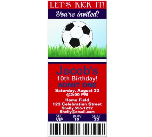 sports ticket birthday invitation