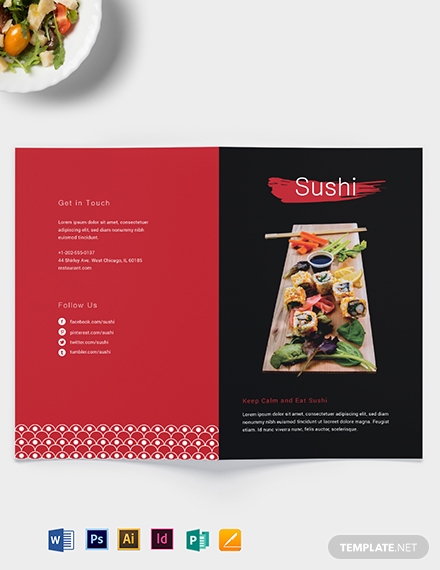 sushi restaurant take out brochure template