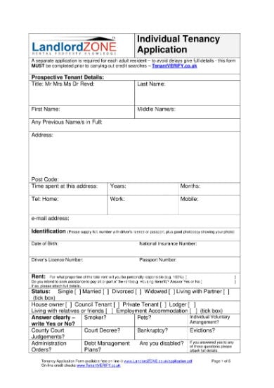tenancy application form