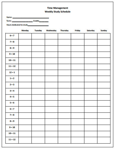 9 Study Schedule Templates Google Docs Google Sheets Ms Excel Ms The 