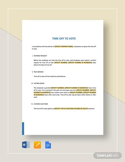 6 Time Off Policy Templates PDF DOC