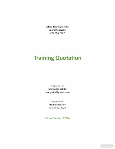 training quotation format template