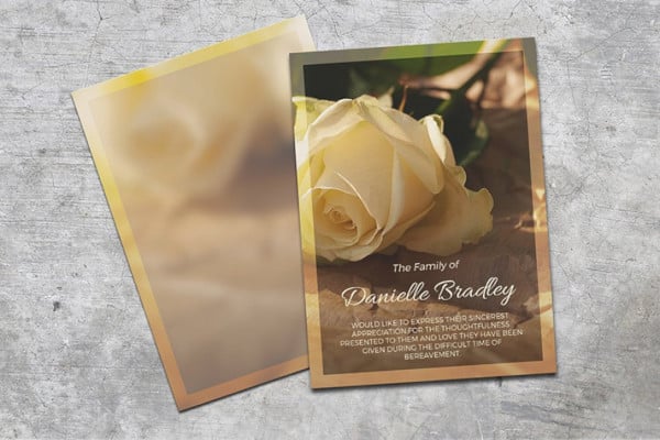 vintage funeral thank you card template