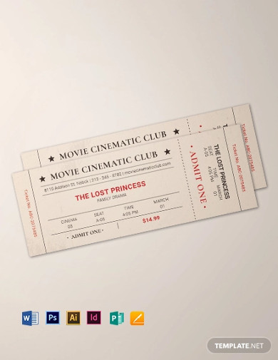 vintage movie ticket template