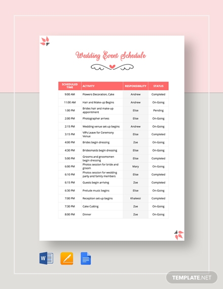 Event Schedule Template Google Docs