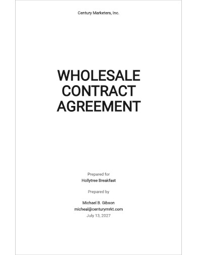 wholesale contract agreement template
