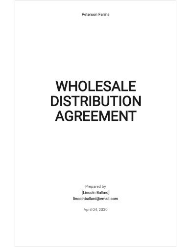 wholesale distribution agreement template