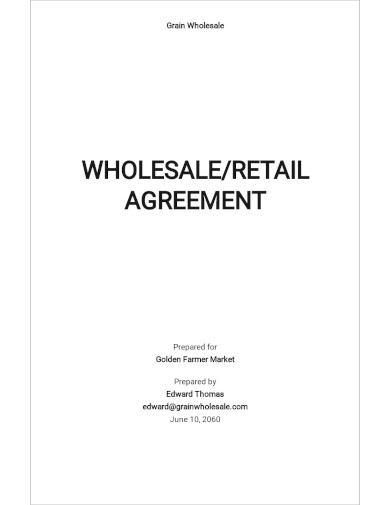 wholesale retail agreement template