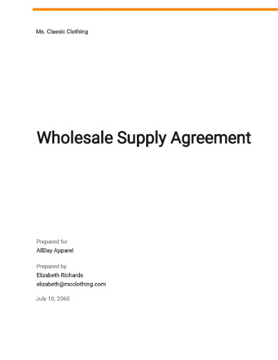 wholesale supply agreement template