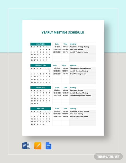 24 Meeting Schedule Templates Docs Excel PDF