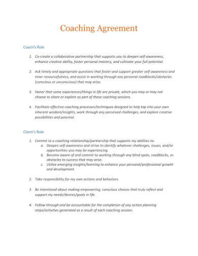 8+ Coaching Contract Templates - MS Word, Google Docs, Pages, PDF