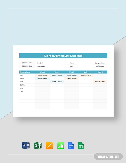 Employee Schedule Template - 14+ Free Word, Excel, PDF Documents Download