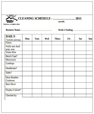 simple restaurant daily cleaning schedule template