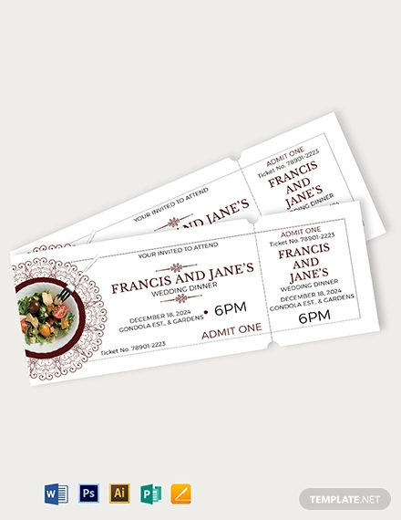 9+ Dinner Ticket Templates - MS Word, Publisher, Photoshop, Illustrator ...