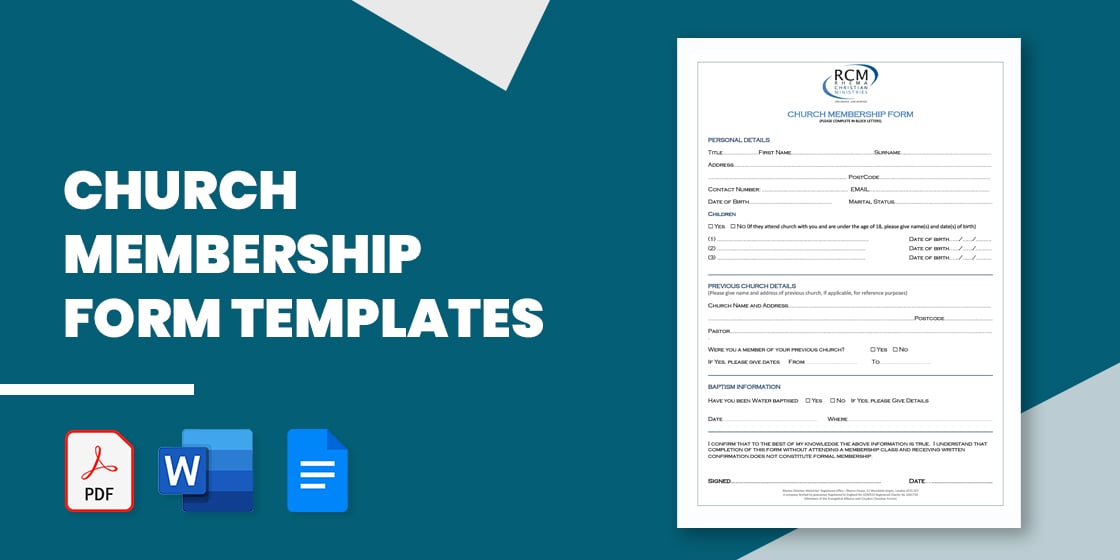 church membership form templates in pdf doc