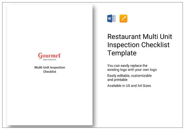 printable restaurant multi unit inspection checklist