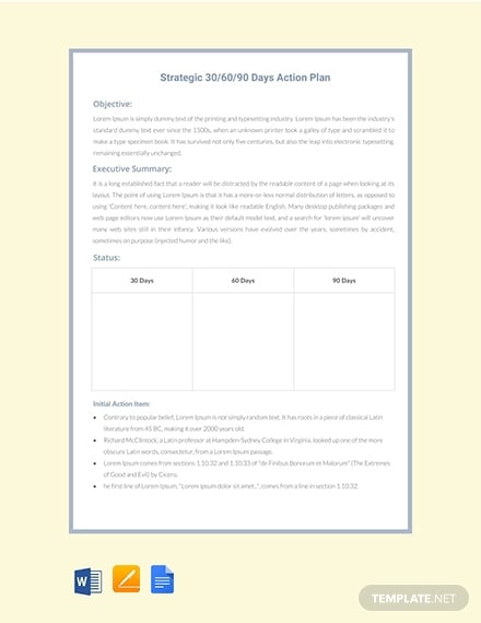0 60 90 days action plan strategy template